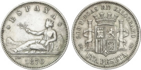 1 Peseta. 1870 (*18-70). S.N.-M. MBC.