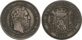 10 Céntimos. 1875. BRUSELAS. Anverso y reverso coincidentes. Tipo medalla. AC-5. EBC-.