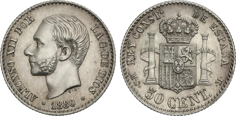 50 Céntimos. 1880 (*8-0). M.S.-M. Restos de brillo original. SC-.