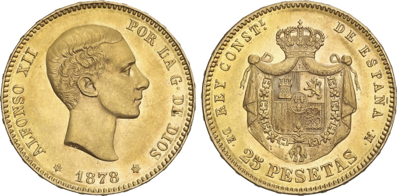 25 Pesetas. 1878 (*18-78). D.E-M. (8 de la segunda estrella algo floja). EBC.