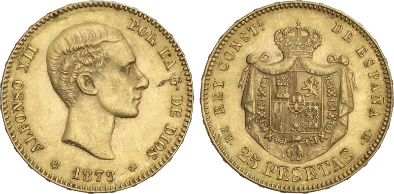 25 Pesetas. 1879 (*18-79). E.M.-M. 8,05 grs. (Pequeños golpecitos y leves manchi...