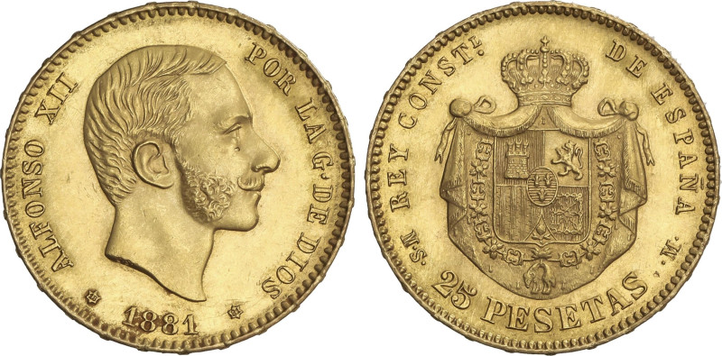 25 Pesetas. 1881 (*18-81). M.S.-M. 8,05 grs. (Leves golpecitos). EBC+.