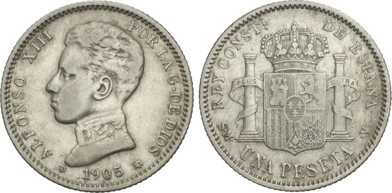 1 Peseta. 1905 (19-05). S.M.-V. ESCASA. MBC.