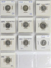 Lote 10 monedas 50 Céntimos. ALFONSO II y ALFONSO XIII. 1880, 1885 (*8-6), 1889, 1892, 1894, 1900, 1904 (*0-4), 1904 (*1-0), 1910 y 1926. Todas con ci...