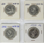 Lote 4 monedas 2 Pesetas. I REPÚBLICA a ALFONSO XIII. 1870 (*18-74), 1882, 1892 y 1905. Todas con cifras de las etsrellas visibles. A EXAMINAR. MBC+ a...