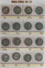Lote 16 monedas 2 Pesetas. 1869 a 1905. GOB. PROVISIONAL a ALFONSO XIII. 1869, 1870 (*70), (*73), (*74), (*75), 1879, 81, 82 (2), 83, 84, 89, 91, 92, ...