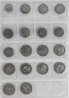 Lote 18 monedas 50 Céntimos, 1 (8) y 2 Pesetas (9). 1870 a 1926. I REPUBLICA, ALFONSO XII y ALFONSO XIII. A EXAMINAR. BC a MBC.