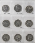Lote 25 monedas 5 Pesetas. 1871 a 1899. AMADEO I, ALFONSO XII y ALFONSO XIII. Pequeña colección de duros. La mayoria de estrellas visibles. En hojas d...