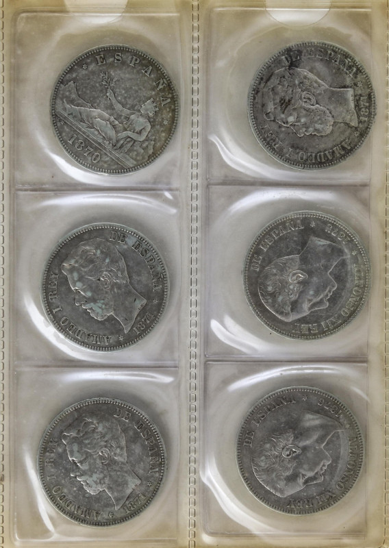 Lote 90 monedas 1 Céntimo a 5 Pesetas. 1870 a 1926. GOBIERNO PROVISIONAL a ALFON...