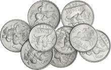 Lote 9 monedas 5 (3), 10 Céntimos (6). 1941 A 1953. 5 Céntimos: 1941, 45, 53. 10 Céntimos: 1940, 41 (3), 45, 53. A EXAMINAR. EBC+ a SC.