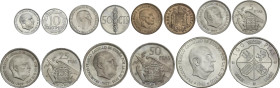 Serie 7 monedas 10 Céntimos a 100 Pesetas. (*67). En tira original F.N.M.T. SC.