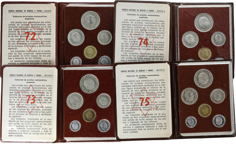 Lote 4 series 6 monedas 10 Céntimos a 50 Pesetas. (*72, 73, 74 y 75). Serie comp...