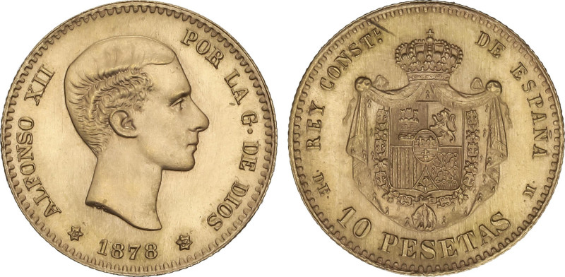 10 Pesetas. 1878 (*19-62). D.E.-M. SC.