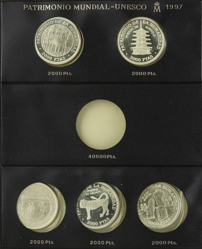 Lote 5 monedas 2.000 Pesetas. 1997. PATRIMONIO DE LA HUMANIDAD. UNESCO. AR. II S...