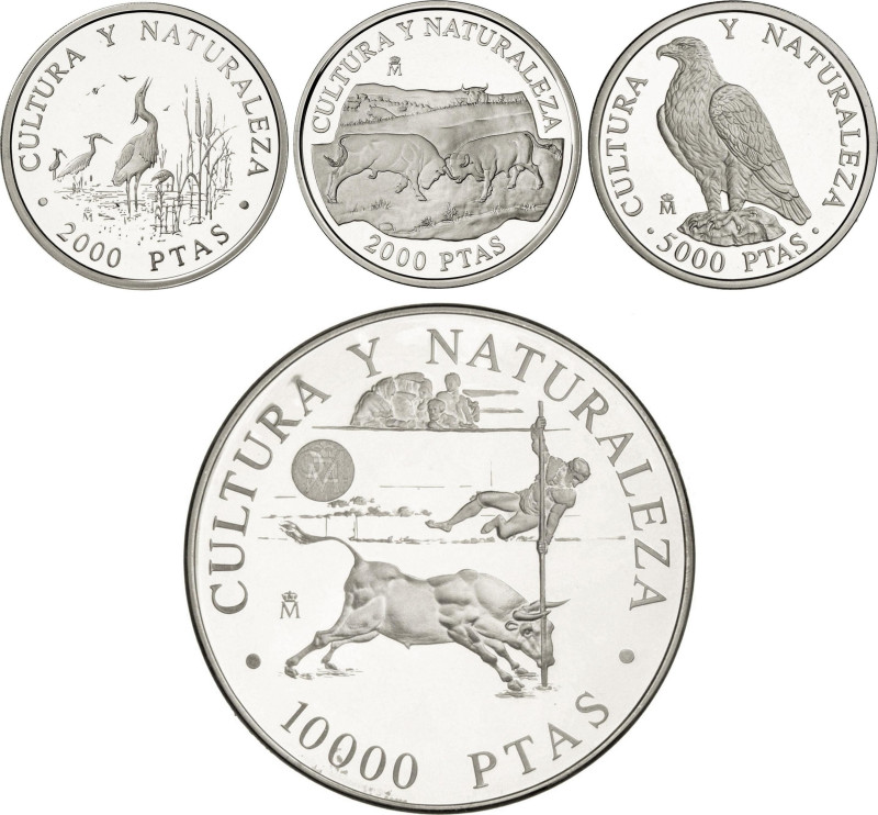 Serie 4 monedas 2.000 (2), 5.000 y 10.000 Pesetas. 1994. CULTURA Y NATURALEZA. A...