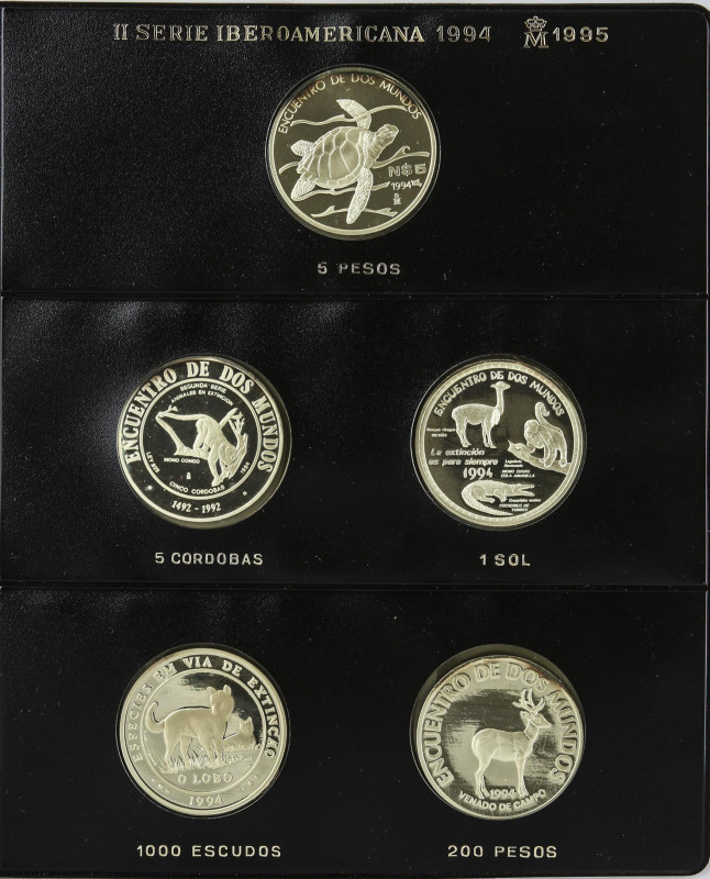 Serie 10 monedas tamaño duro. 1994. II SERIE IBEROAMERICANA. ENCUENTRO DE DOS MU...