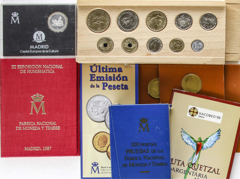 Lote 24 monedas 1 a 2.000 Pesetas. Incluye 3 pruebas numismáticas 100 Pesetas 19...