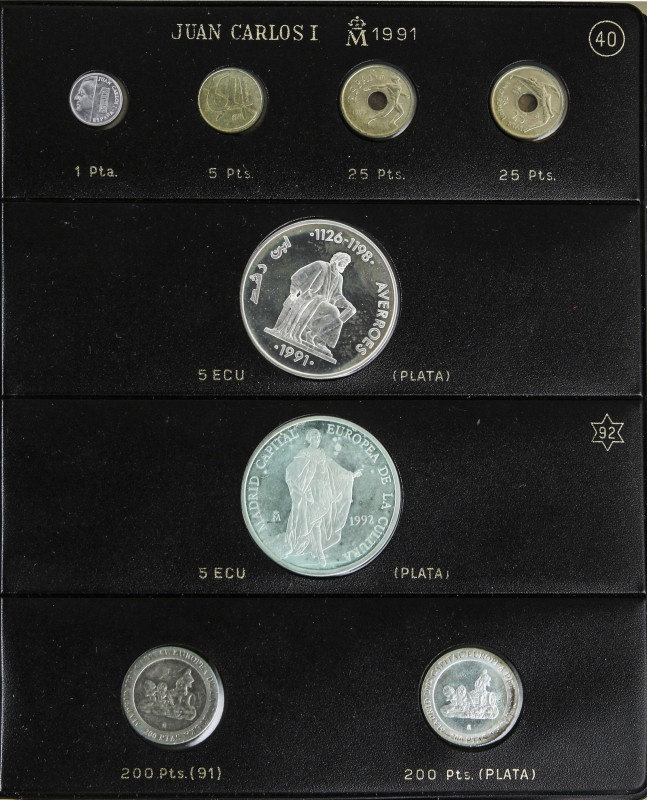 Lote 129 monedas. 1989 a 2000. Restos final de colección de moneda de Juan Carlo...