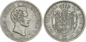 1 Thaler. 1841-CvC. WILHELM. BRUNSWICK-WOLFENBÜTTEL. 22,01 grs. AR. (Pequeñas oxidaciones limpiadas). KM-1131. MBC.