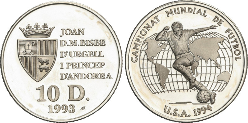 10 Diners. 1993. 31,66 grs. AR. Mundial de Fútbol USA´ 94. KM-86. PROOF.