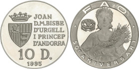 10 Diners. 1995. 31,05 grs. AR. 50 aniversario F.A.O. KM-110. PROOF.