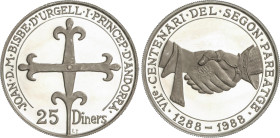25 Diners. 1988. 20,01 grs. AR. VII Centenario Segundo Pareaje. KM-44.1. PROOF.