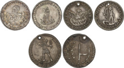 Lote 3 medallas. POTOSÍ. AR. Módulo de 1 (2) Sol y 2 soles. REGENERACIÓN DE BOLIVIA, POTOSÍ. LA PATRIA AL YLUSTRE DEFENSOR DE SU INDEPENDENCIA y POTOS...