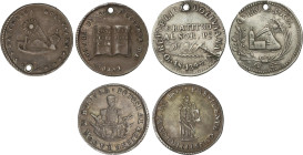 Lote 3 medallas. 1840, 1849 y 1851. POTOSÍ (2), ORUROA. AR. Todas de módulo de 1 Sol. REPUBLICA BOLIVIANA GRATITUD AL SOR, POTOSÍ AL REGENERADOR D BOL...
