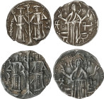 Lote 2 monedas Grosh. (1331-1371 d.C.). IVAN ALEXANDER y MIKHAIL ASEN. Anv.: Ivan Alexander y Mikhail Asen de frenre a frente, sosteniendo un bastón c...