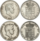 Lote 2 monedas 120 Grana. 1746 y 1747. FERNANDO II. NÁPOLES Y SICILIA. AR. A EXAMINAR. KM-346. MBC- a MBC.