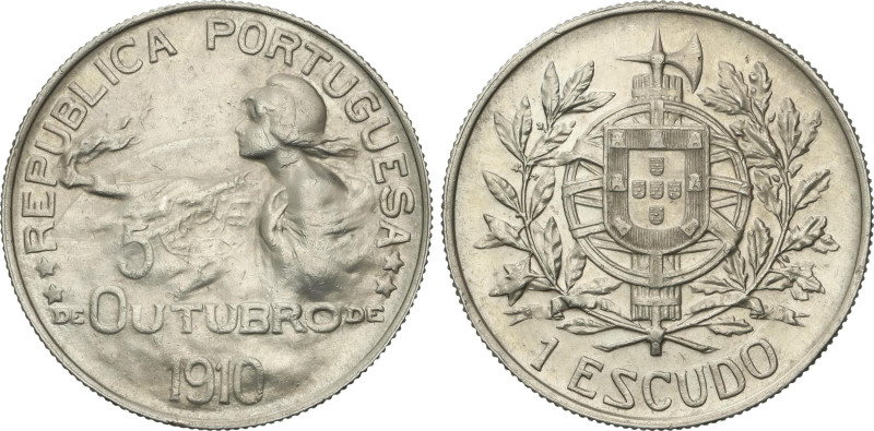 1 Escudo. 1910. 24,95 grs. AR. Nacimiento de la República. Gomes-22.01; KM-560. ...