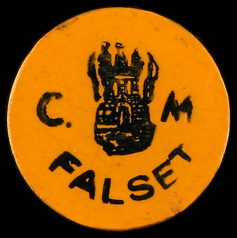 1 Pesseta. C.M. de FALSET. Celuloide. ESCASO. AT-975; RGH-7807. EBC.