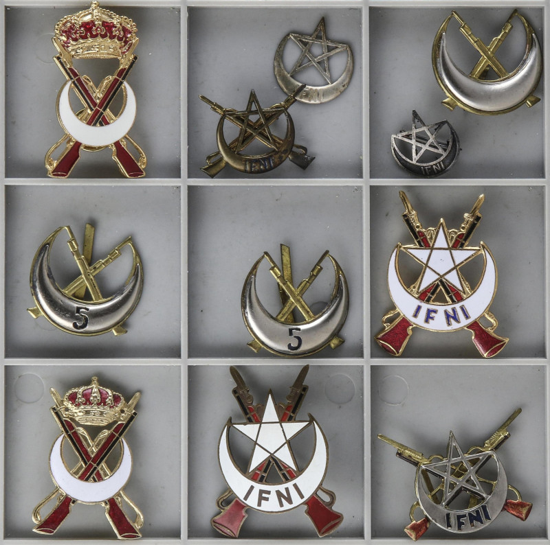 Lote 11 insignias Tropas Regulares -Tiradores de Ifni. IFNI. Latón y esmaltes. Ø...