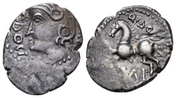 GAUL, Sequani. Q. Doci. Sam. F., circa 100-50 BC. Quinarius (Silver, 17 mm, 1.85 g, 11 h). Q DOCI Celticized head of Roma to left. Rev. Q DOCI / SAM F...