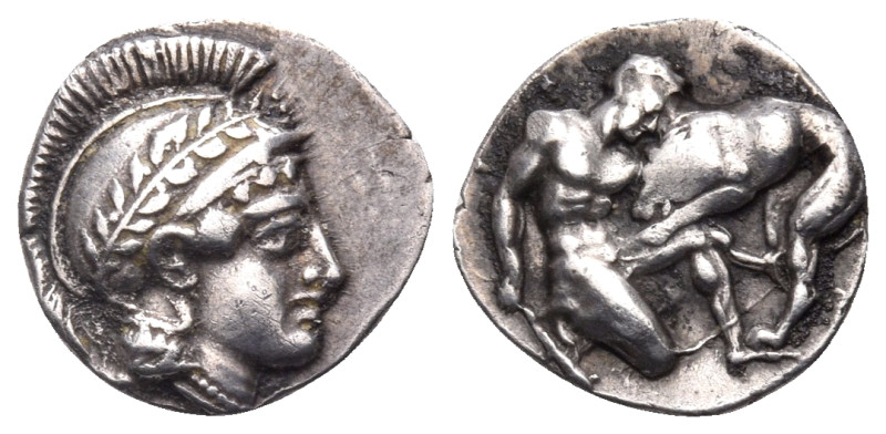 CALABRIA. Tarentum. Circa 280-228 BC. Diobol (Silver, 12 mm, 1.07 g, 12 h). Head...