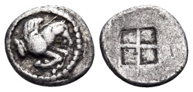 MACEDON. Argilos. Circa 495-478/7 BC. Hemiobol (Silver, 9 mm, 0.40 g). Forepart of Pegasos to right, with curved wing. Rev. Quadripartite incuse squar...