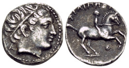 KINGS OF MACEDON. Philip II, 359-336 BC. 1/5 Tetradrachm (Silver, 14 mm, 2.55 g, 6 h), struck posthumously under Philip III, Pella, circa 320/19-317. ...