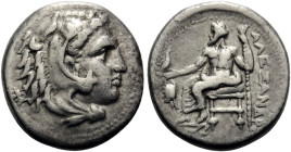 KINGS OF MACEDON. Alexander III ‘the Great’, 336-323 BC. Drachm (Silver, 16 mm, 4.15 g, 12 h), Sardes, c. 330/25-324/3. Head of youthful Herakles in l...