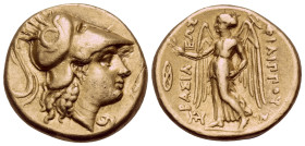 KINGS OF MACEDON. Philip III Arrhidaios, 323-317 BC. Stater (Gold, 18 mm, 8.52 g, 5 h), Babylon, circa 323-318/7. Head of Athena to right, wearing Cor...