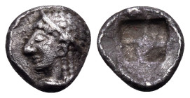 THRACO-MACEDONIAN REGION. Uncertain mint. Circa 500-450 BC. Hemiobol (Silver, 7 mm, 0.20 g). Diademed female head left. Rev. Quadripartite incuse squa...