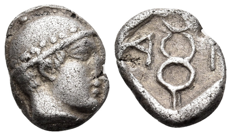 THRACE. Ainos. Circa 458/7-455/4 BC. Diobol (Silver, 11 mm, 1.23 g, 7 h). Head o...