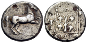 THRACE. Maroneia. Circa 398/7-348/7 BC. Stater (Silver, 22.5 mm, 10.34 g, 11 h), struck under the magistrate Boytas. Horse prancing to right. Rev. EΠI...