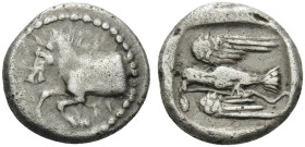 KINGS OF THRACE. Sparadokos, circa 464-444 BC. Diobol (Silver, 10 mm, 1.34 g, 2 h). Forepart of horse to left. Rev. Eagle flying left, holding serpent...