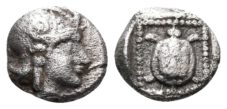 LESBOS. Methymna. Circa 450/40-406/379 BC. Obol (Silver, 8 mm, 0.70 g, 5 h). Hel...