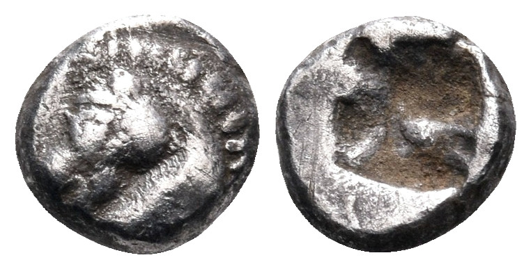 IONIA AND CARIA. Uncertain. 5th century BC. Hemiobol (Silver, 7 mm, 0.54 g). Hea...