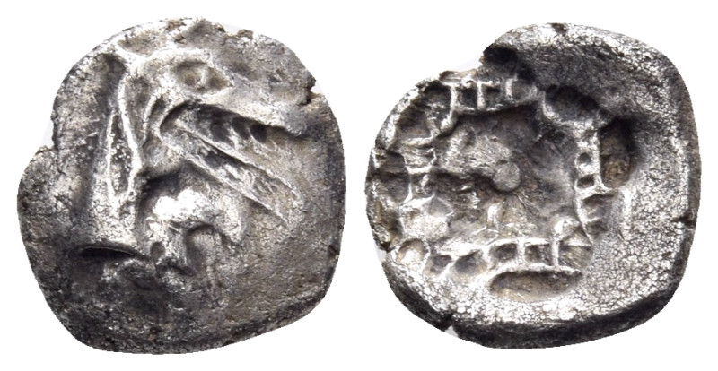 CARIA. Halikarnassos. Circa 500-480 BC. Tetrobol (Silver, 12.5 mm, 1.65 g). Head...