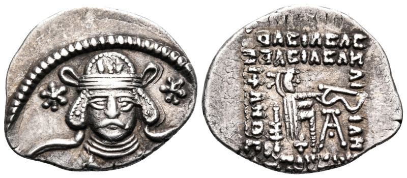 KINGS OF PARTHIA. Meherdates, Usurper, 49-50. Drachm (Silver, 22 mm, 3.70 g, 1 h...