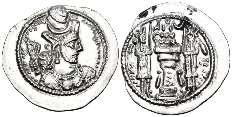 SASANIAN KINGS. Bahram V, 420-438. Drachm (Silver, 28 mm, 4.03 g, 3 h), KL (Kirm...