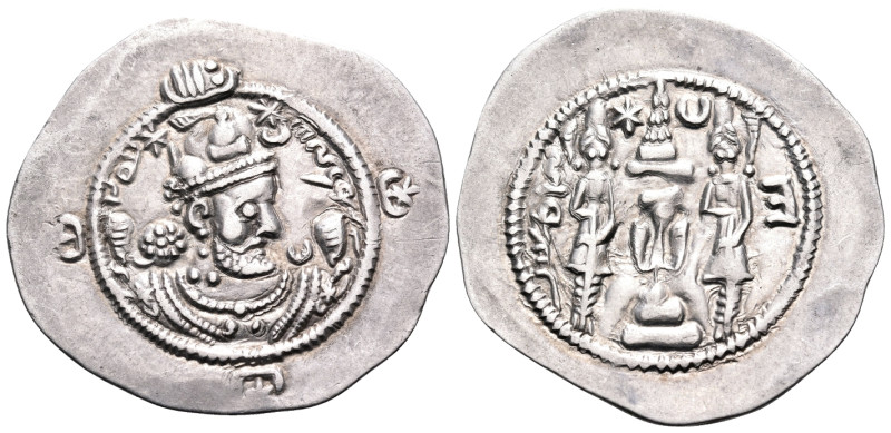 SASANIAN KINGS. Hormizd IV, 579-590. Drachm (Silver, 32 mm, 4.03 g, 4 h), AW (Ho...