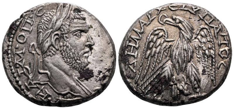 PHOENICIA. Aradus. Macrinus, 217-218. Tetradrachm (Billon, 25 mm, 13.62 g, 12 h)...